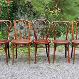 Lot 7 chaises bistrot en bois courbé 1900