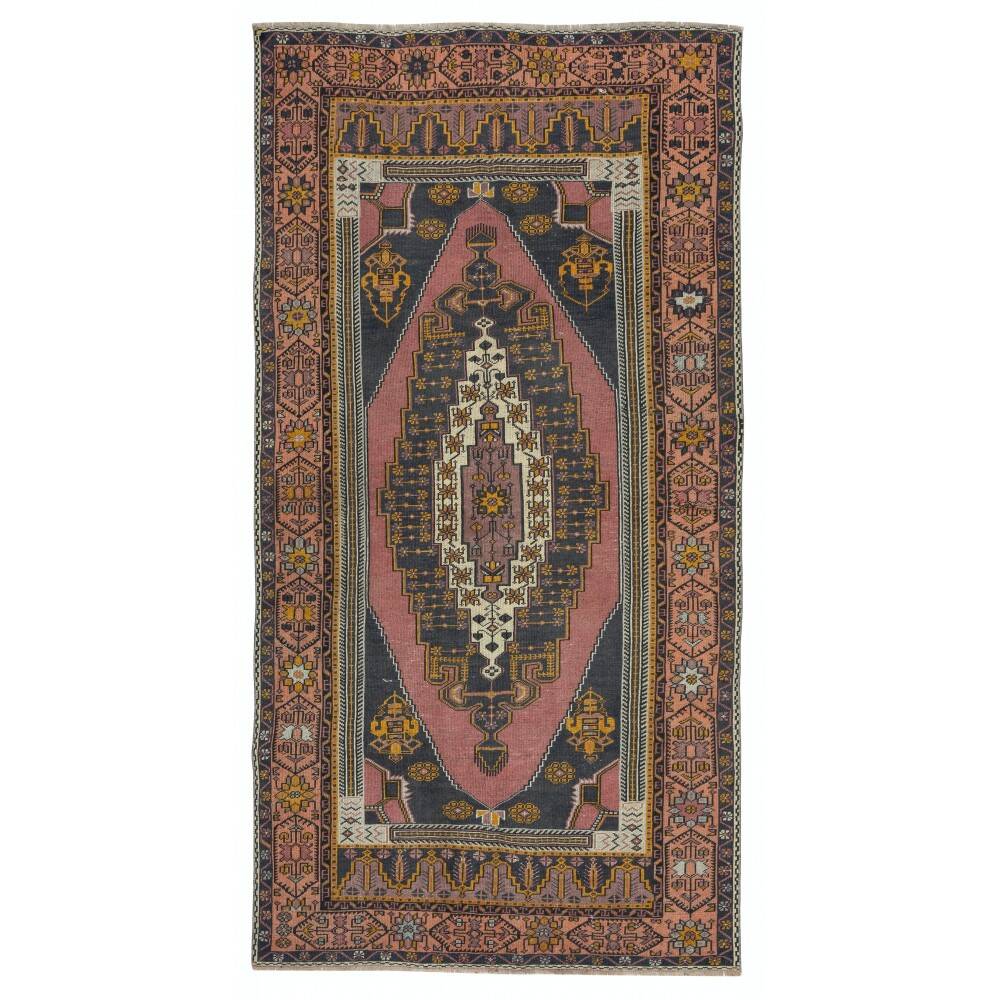 One-of-a-kind Vintage Oriental Rug, 100% Wool, Hand-knotted Turkish Carpet with Tribal Motifs