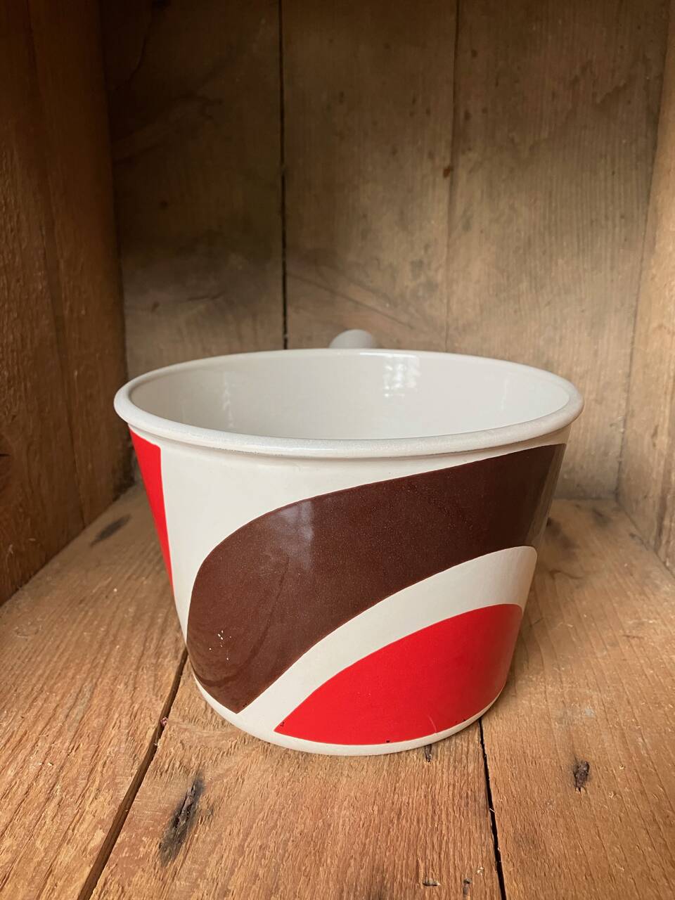 Vintage Le Creuset enameled cast iron fondue pot from the 1970s
