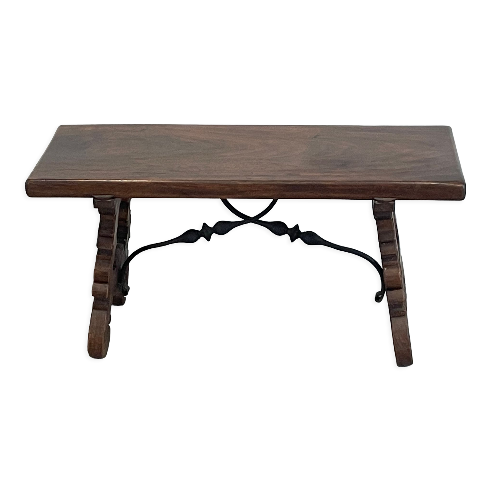 Coffee table wood and wrought iron