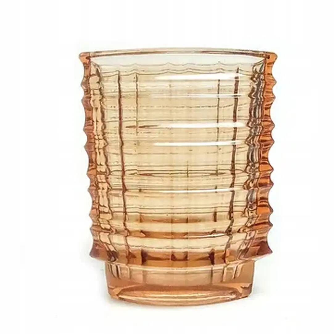 Optical vase, mid-century modern, orange glass, designed by J. Drost, Ząbkowice, Poland, 1970s