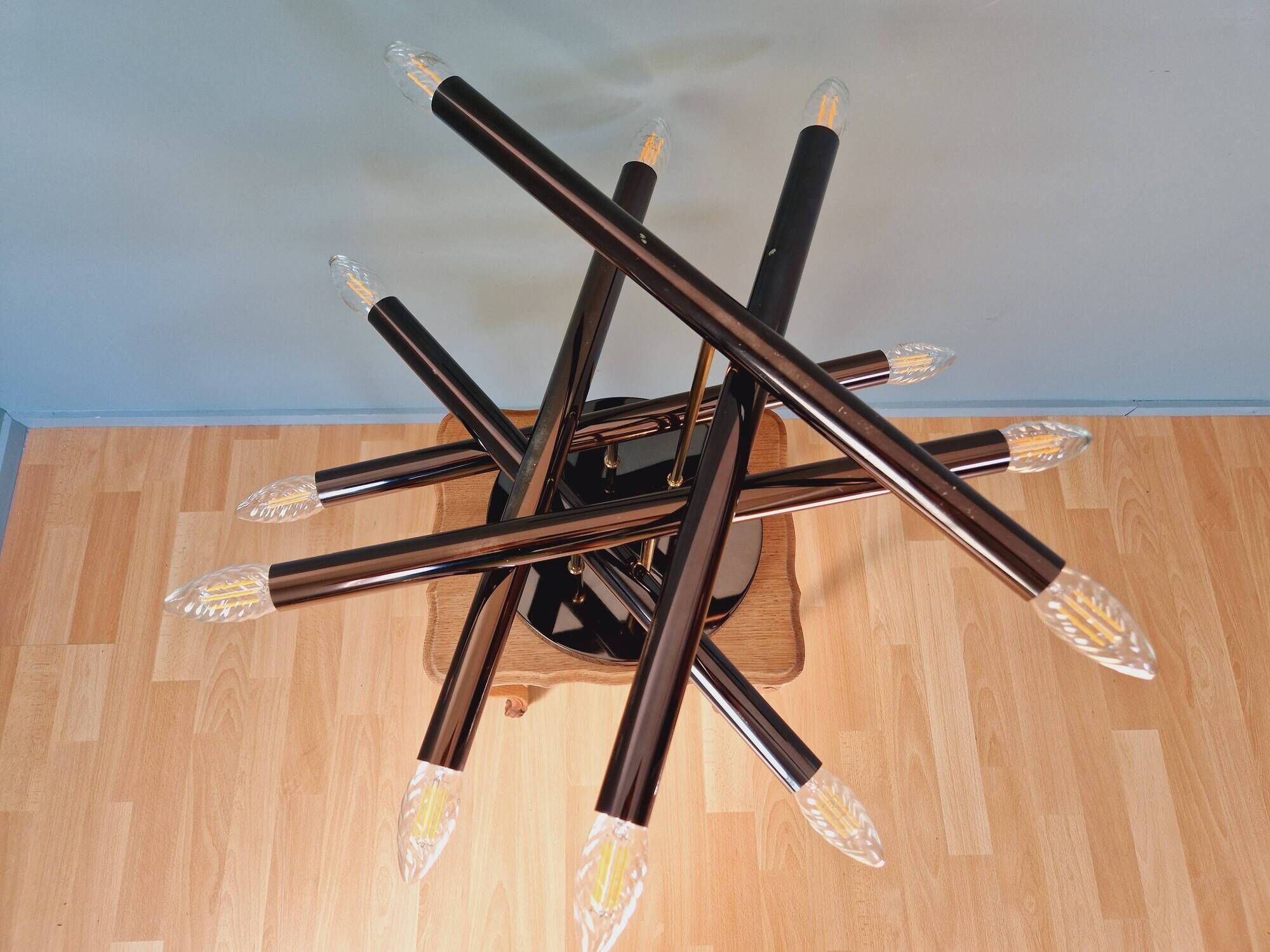 Vintage ceiling light in smoked chrome metal, Sciolari, 1970s