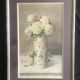 Ernest FOUSSIER 1901 "White roses in a Japanese vase"watercolor signed