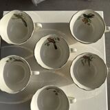Lot de 6 tasses à café à motifs d'oiseaux anciennes