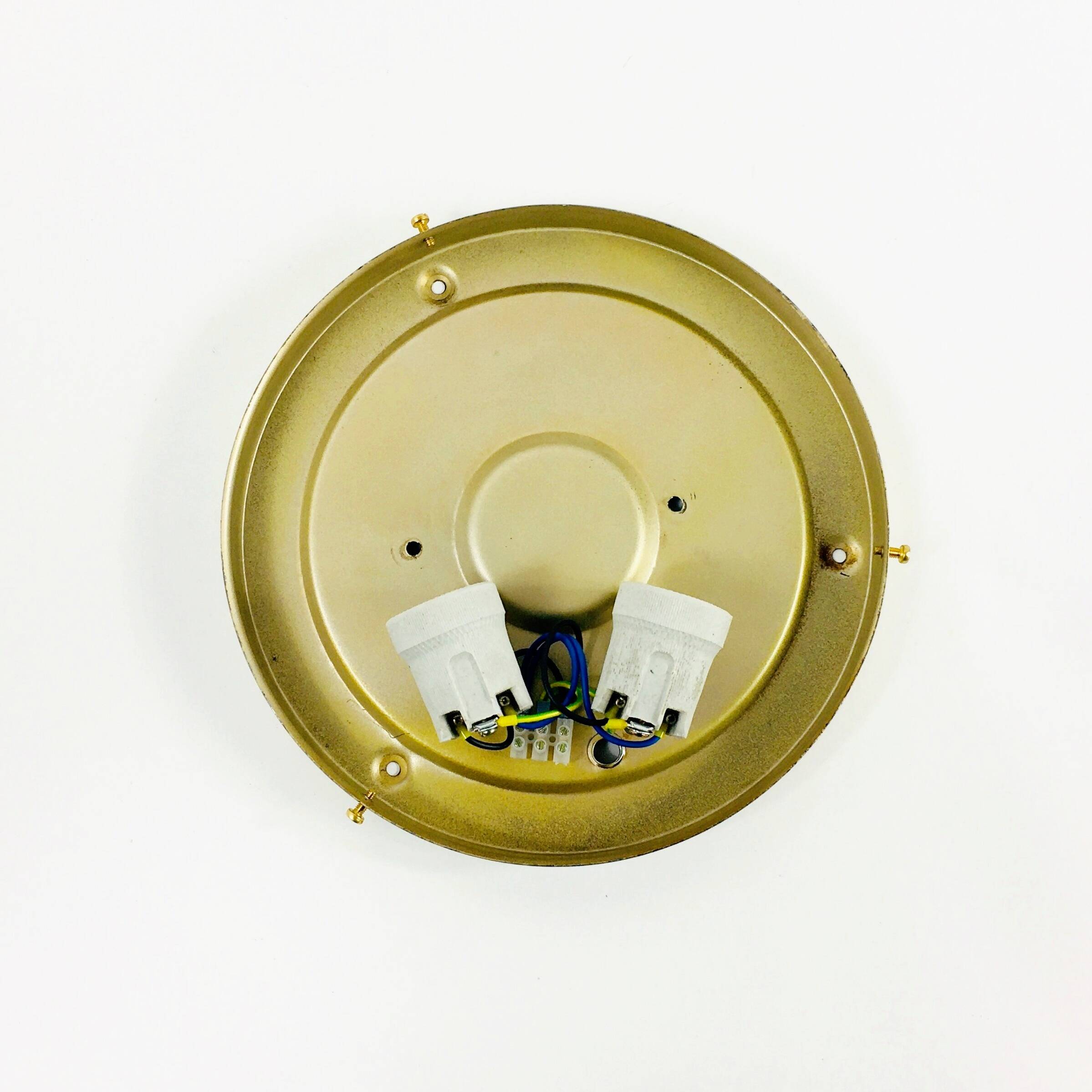 Large Amber Bubble Glass & Brass Ceiling Light By Helena Tynell For Limburg, Germany, 1960s