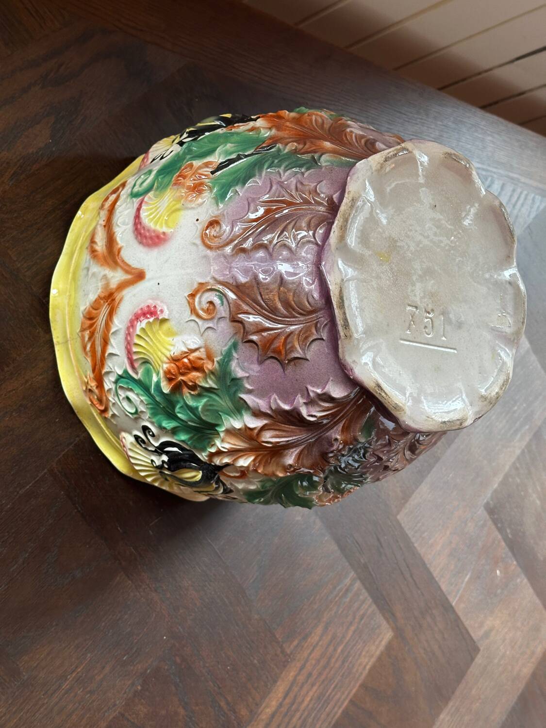 Earthenware cache-pot from the early 20th century.