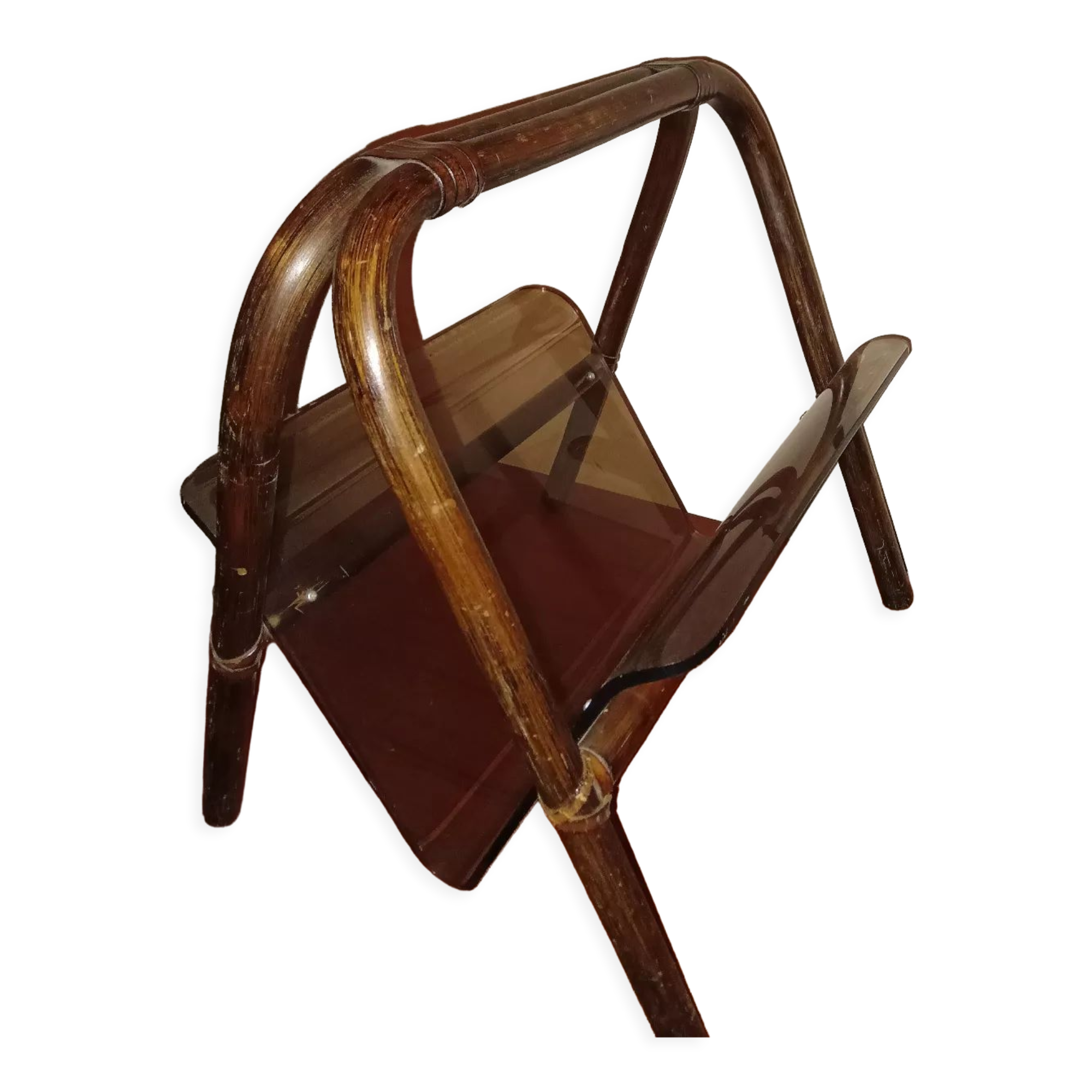 Bamboo and plexiglass magazine holder