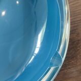Cendrier ou vide-poche en verre d’art signé – bleu vintage design