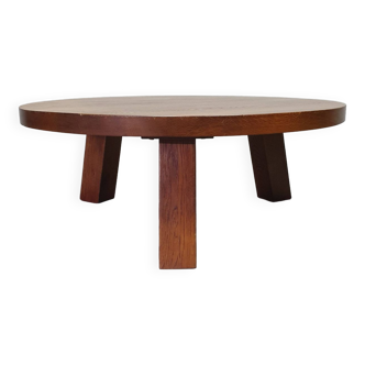 Table basse brutaliste en chêne