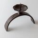 Vintage wrought iron candlestick from the 1960s, sculptural relief pattern for pillar candle, rustic Mid-Century metal, elegant gift idea.