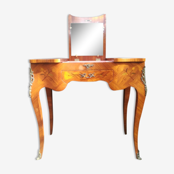 Louis XV style curved dressing table in marquetry