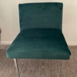 Vintage chair in green velvet and chrome legs