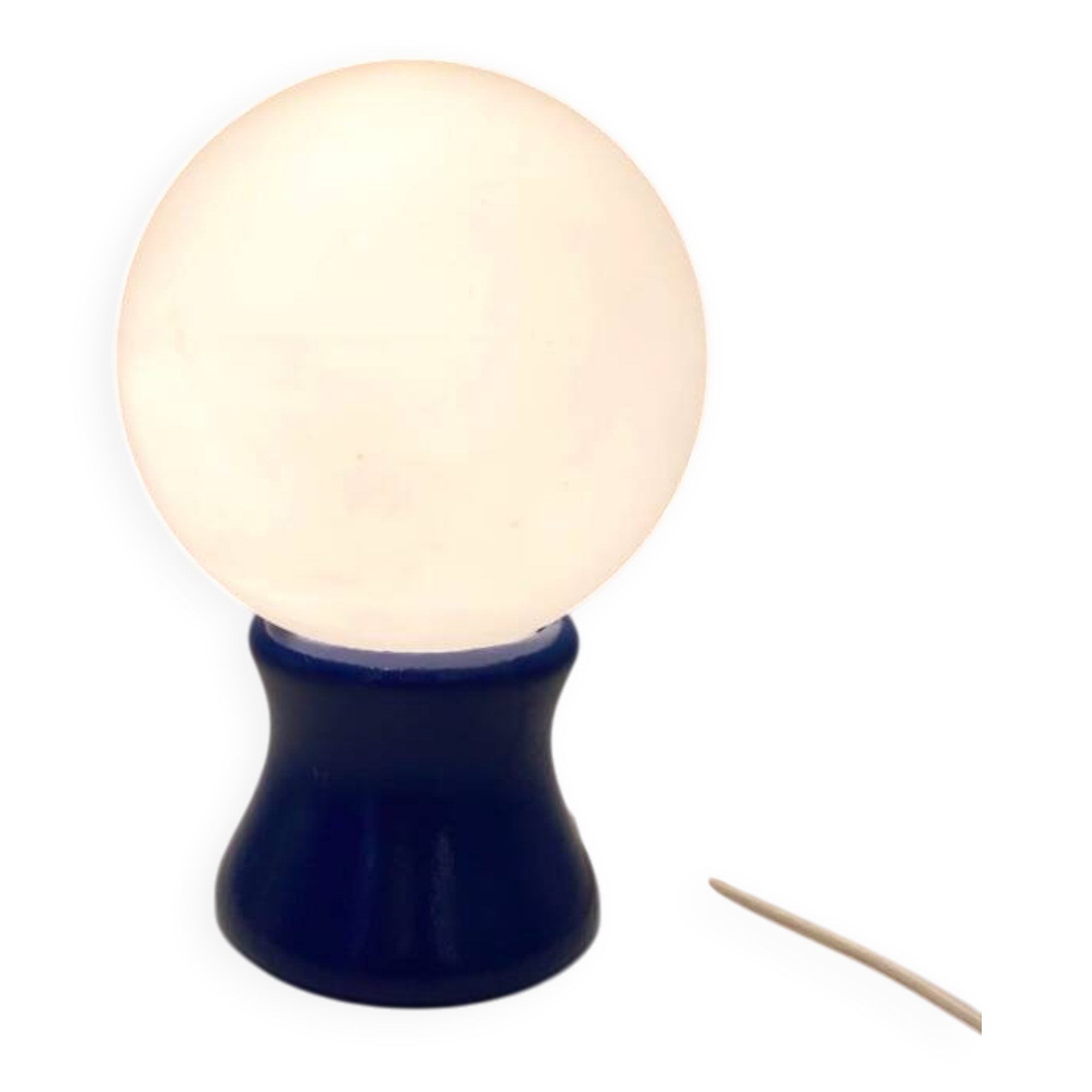 Lampe « Boule » bois laqué bleu, 1980s