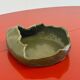 Vintage ceramic asymmetrical bowl in olive green