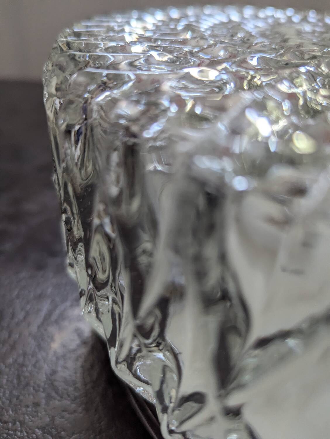 Old silver ceiling light with diamond glass 1960 Haussmannian 30 cm