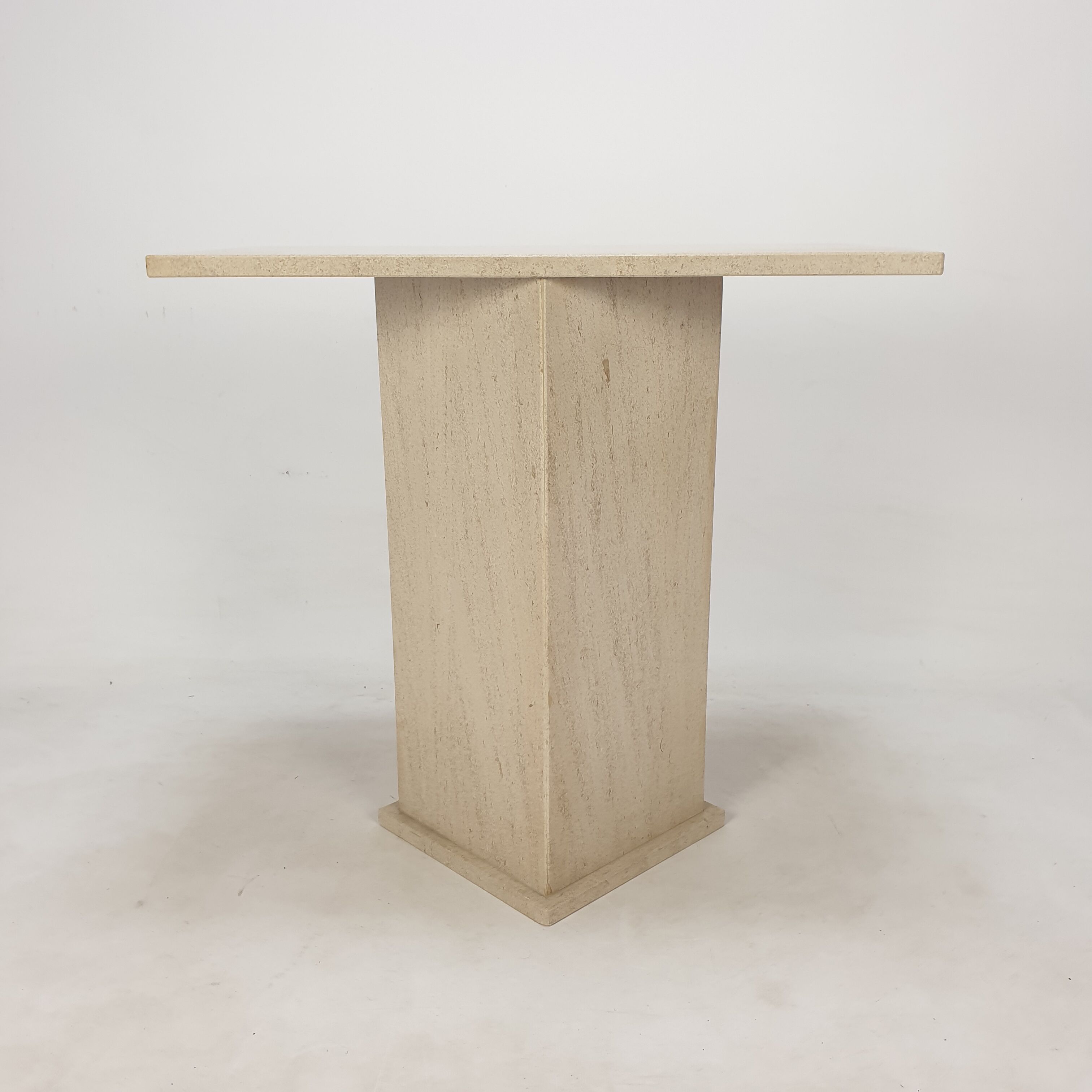 Italian Travertine Side Table or Pedestal, 1980s