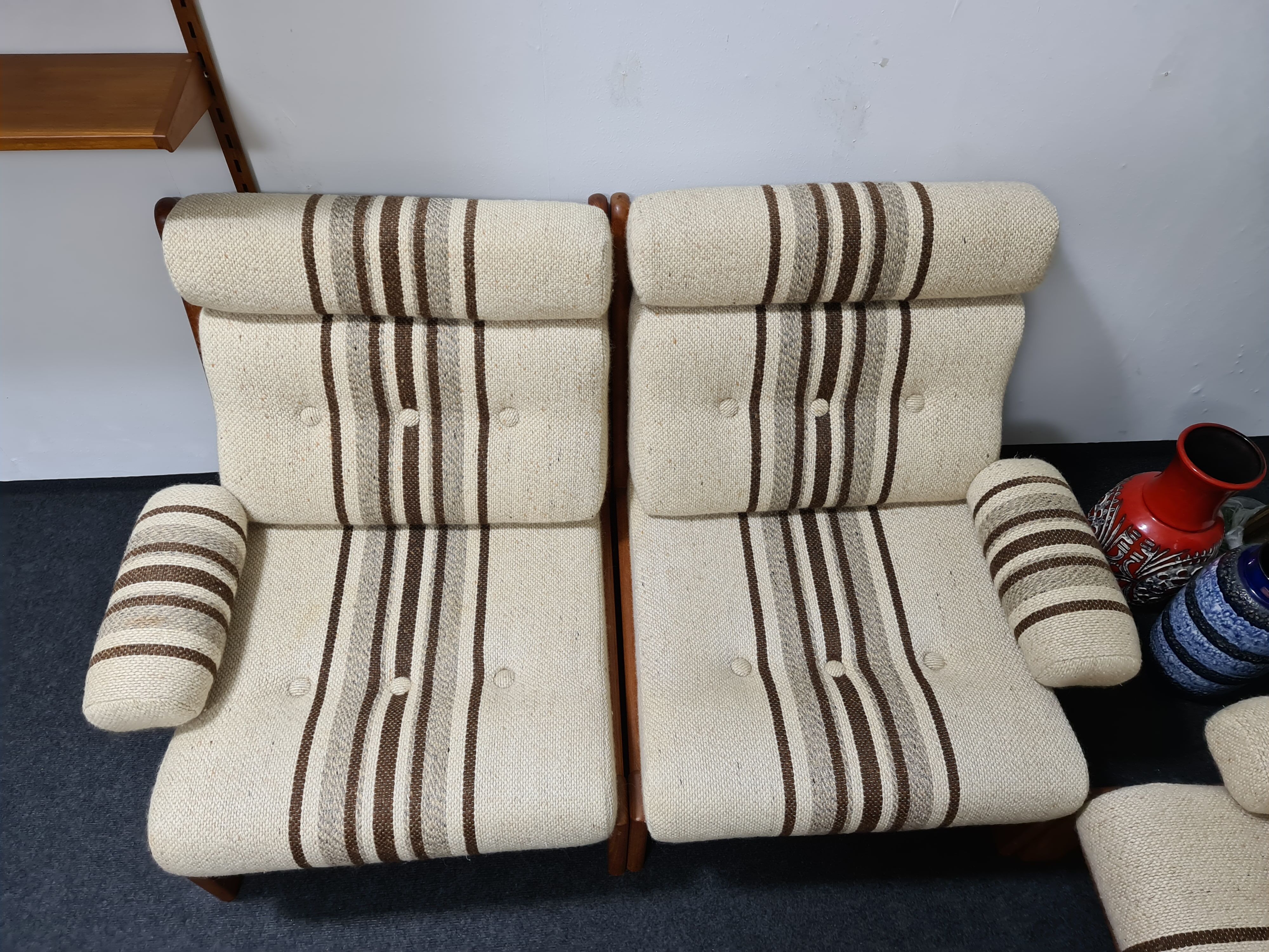 Set de salon vintage des années 70 en teck 6 pièces