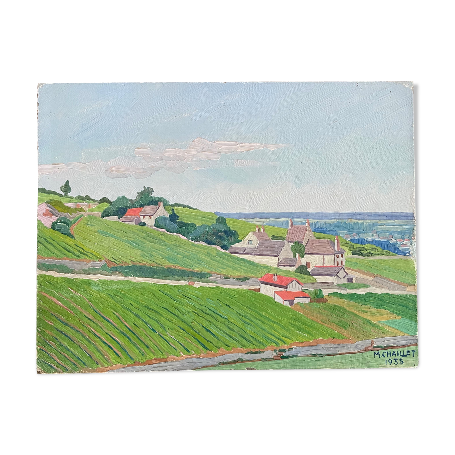 Painting oil landscape countryside 1935