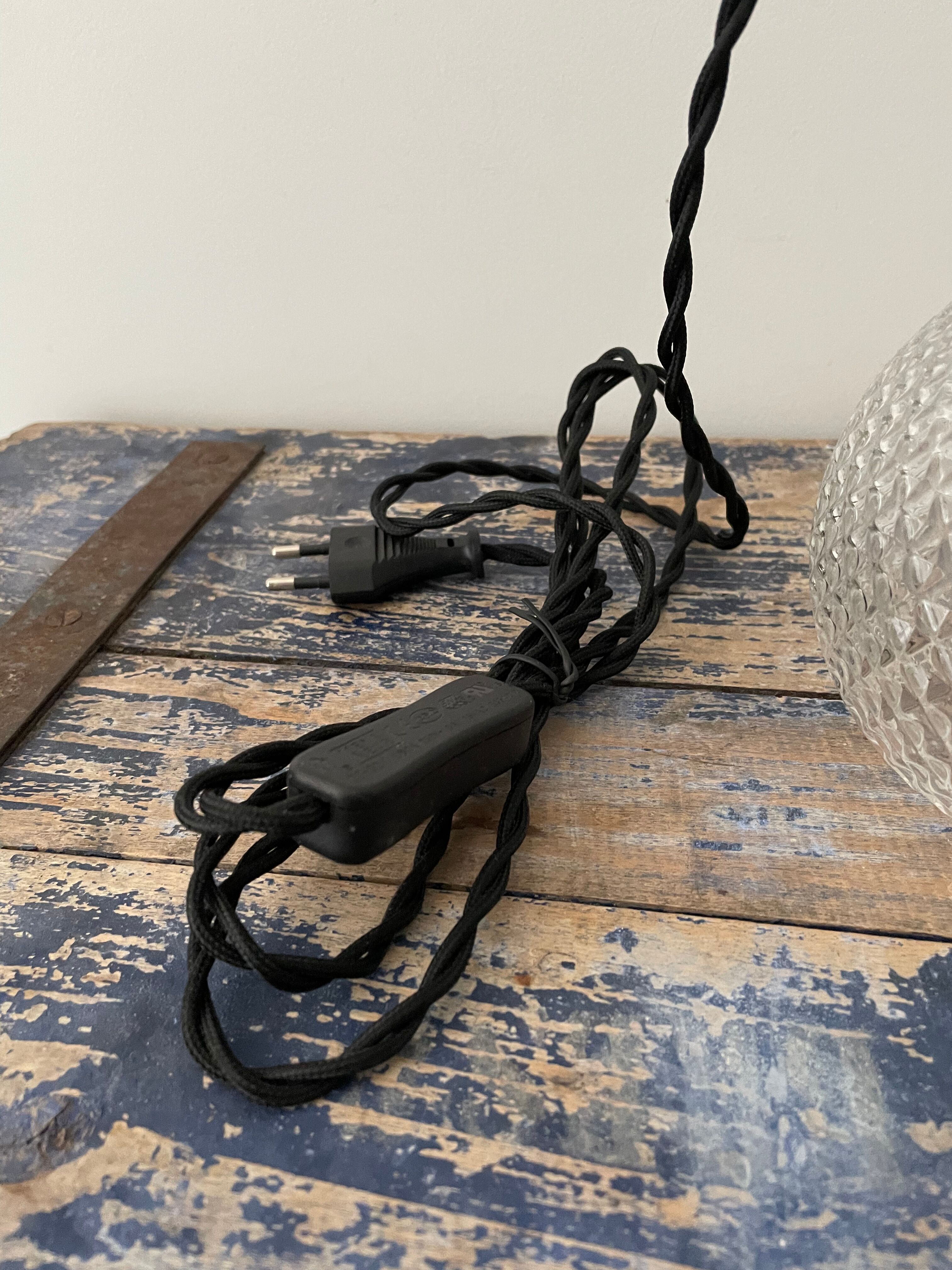 Lampe baladeuse vintage en verre ciselé électrifiée à neuf