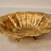 Coupe à fruits en tôle peinte mordorée en forme de coquillage
