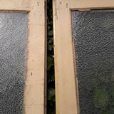 Pair of antique translucent glass sliding doors