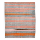 Tapis Kilim bohème rouge pâle et vert, 193 x 222 cm