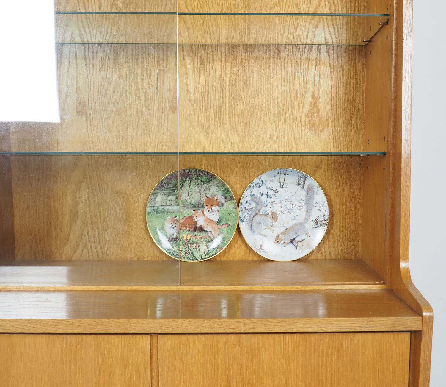 Vintage German Oak Buffet With Showcase, 1960's
