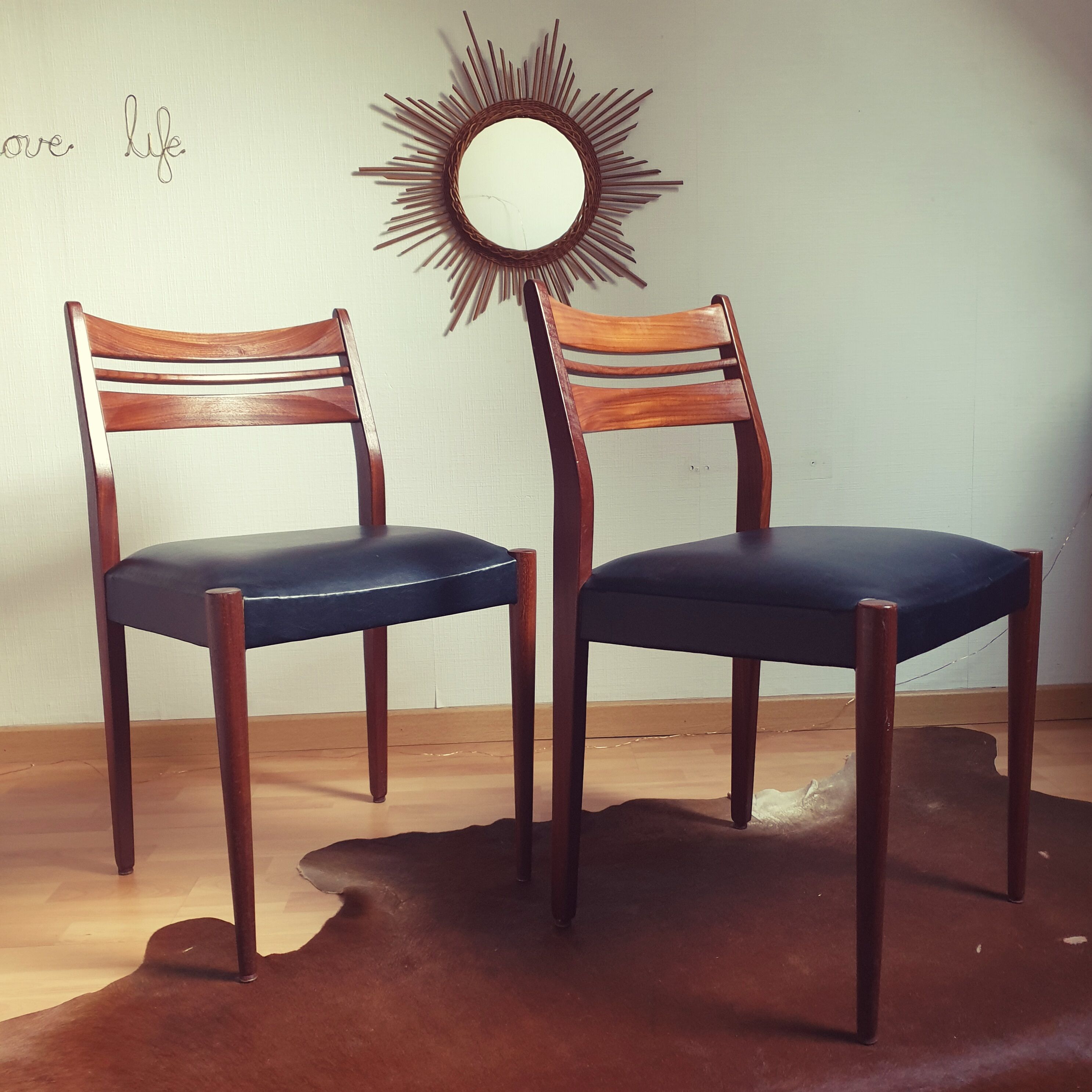 Lot 4 Scandinavian teak chairs vintage 60s