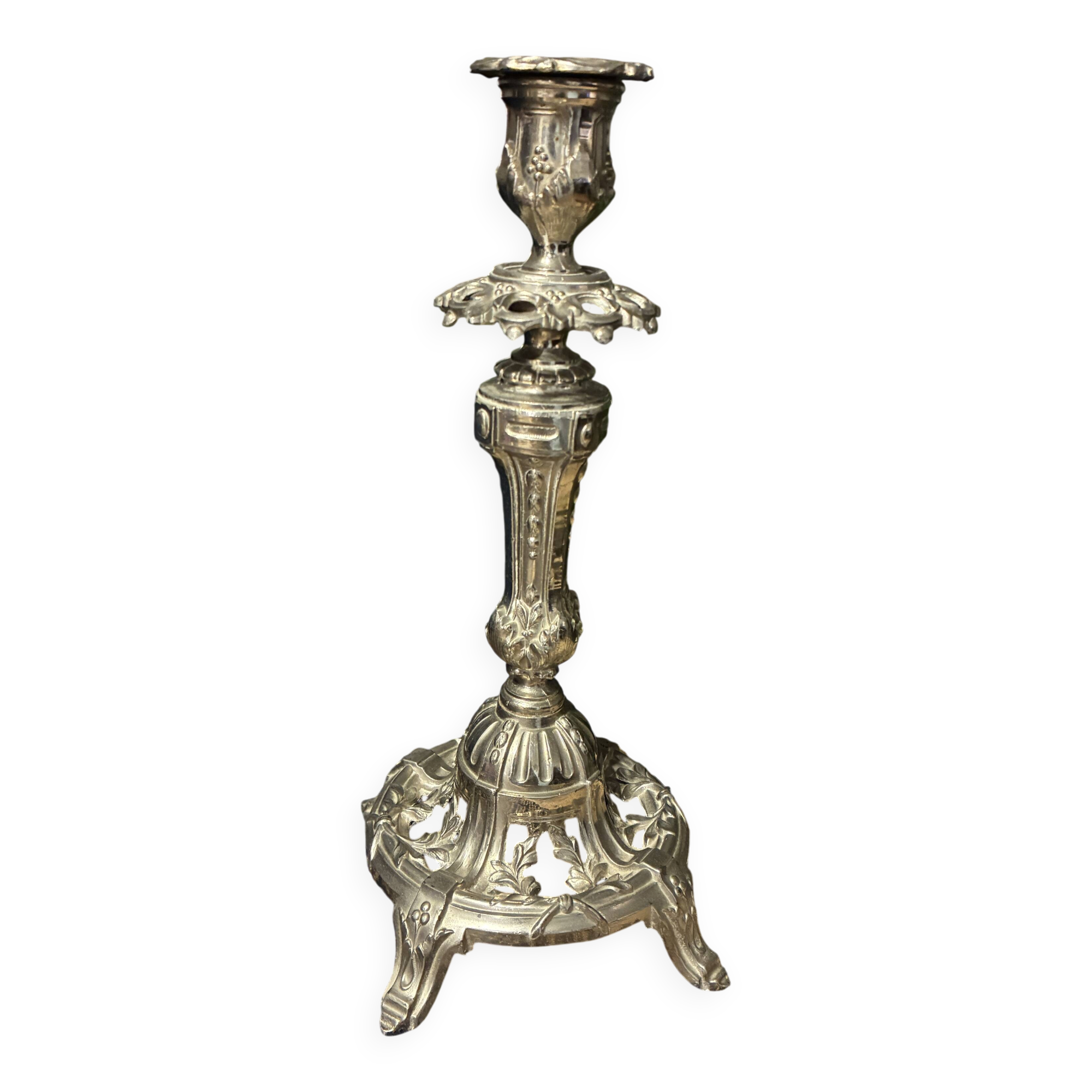 Authentic vintage metal candlestick