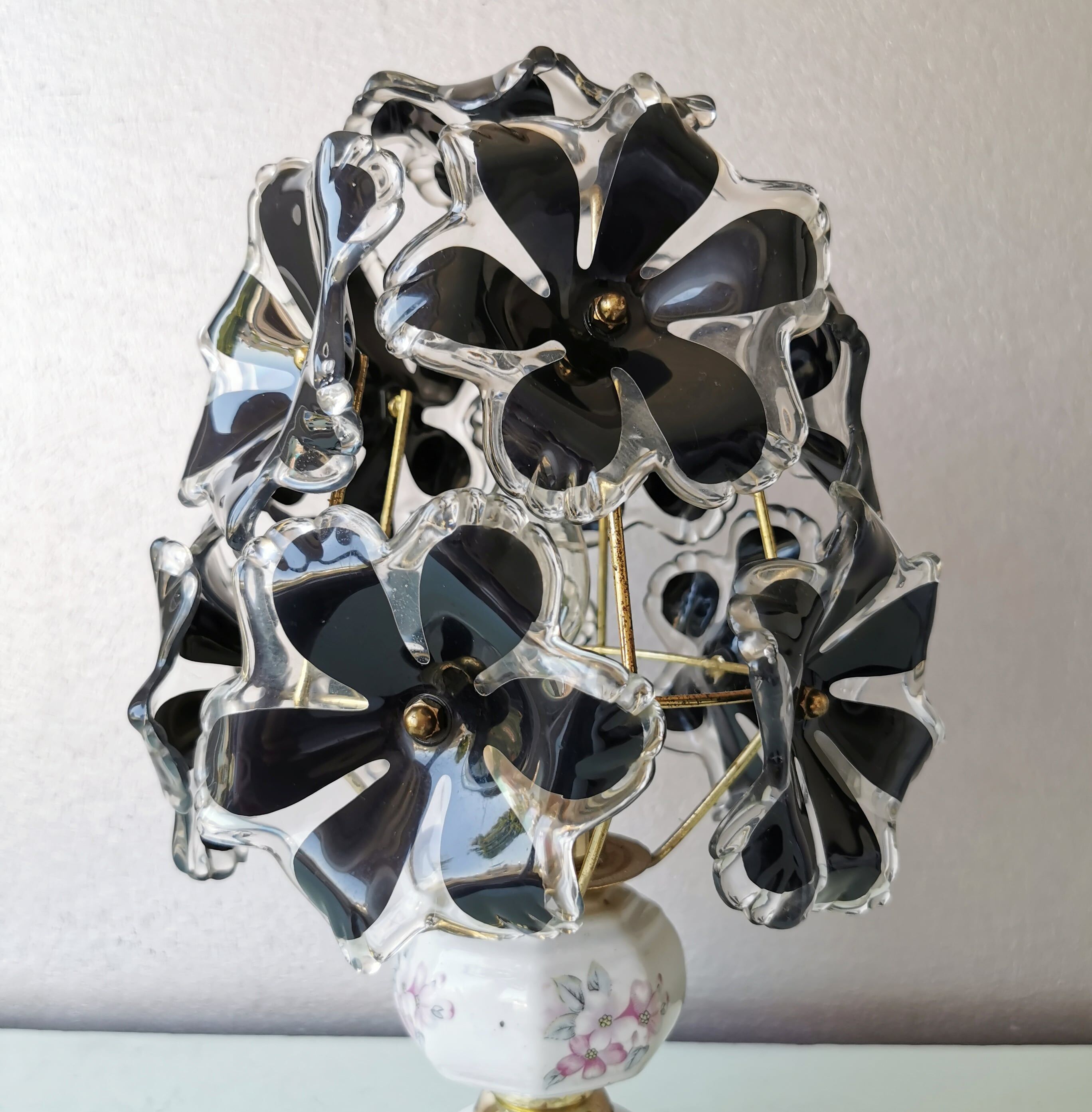 Table lamp with glass flowers, 80