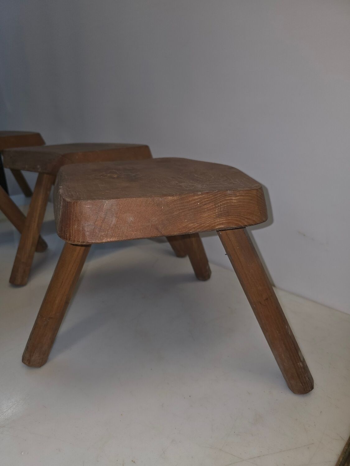 Set of 4 solid wood shepherd's stools