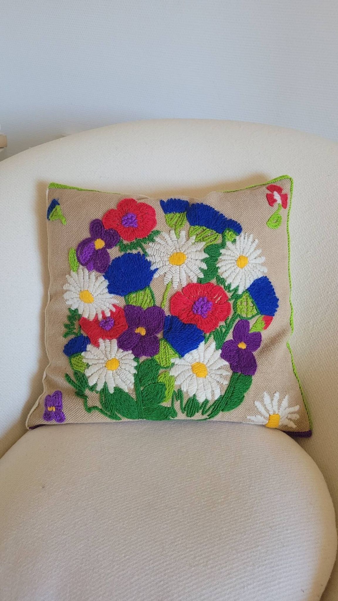 Vintage embroidered cushion