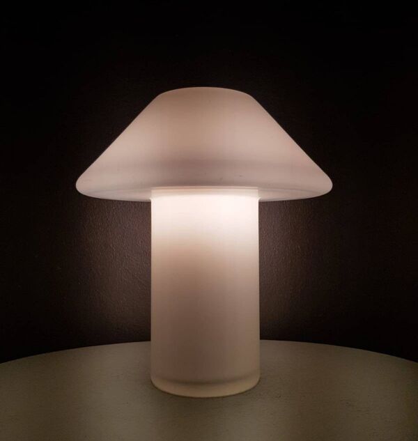 Lampe de table champignon en verre Hala Zeist années 80 âge spatial