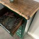 Chiffonnier 5 tiroirs relooké vert sapin et bois brut