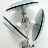Pendant lamp vintga space age glass & chrome