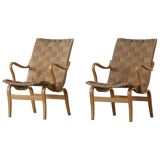 Pair of Swedish armchairs from the mid-century by Bruno Mathsson, model "Eva", 1960s.