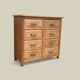 Art Deco chest of drawers in raw solid wood with 8 drawers.