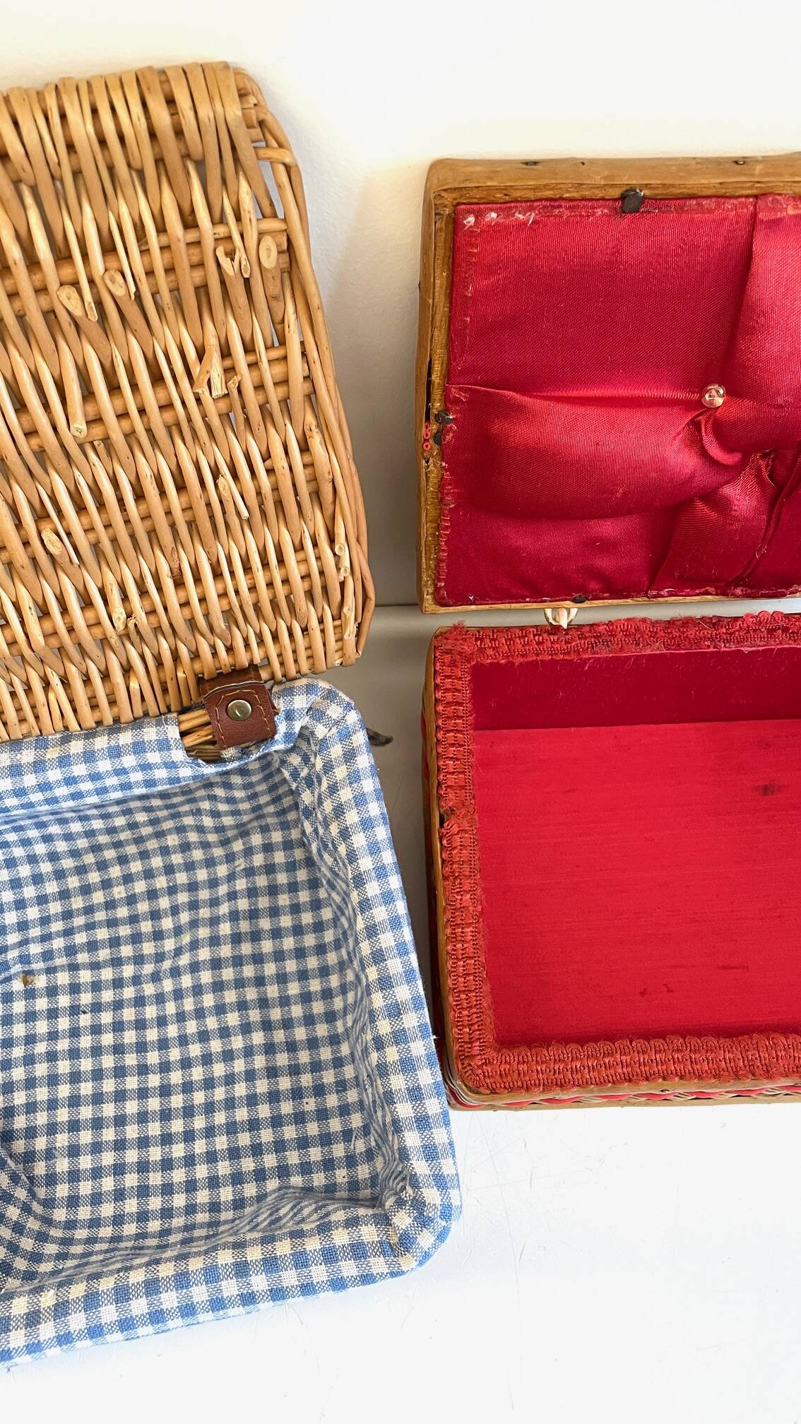 2 chanel boxes in vintage rattan