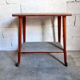 Vintage multifunction service / side table on wooden wheels 50 years 60