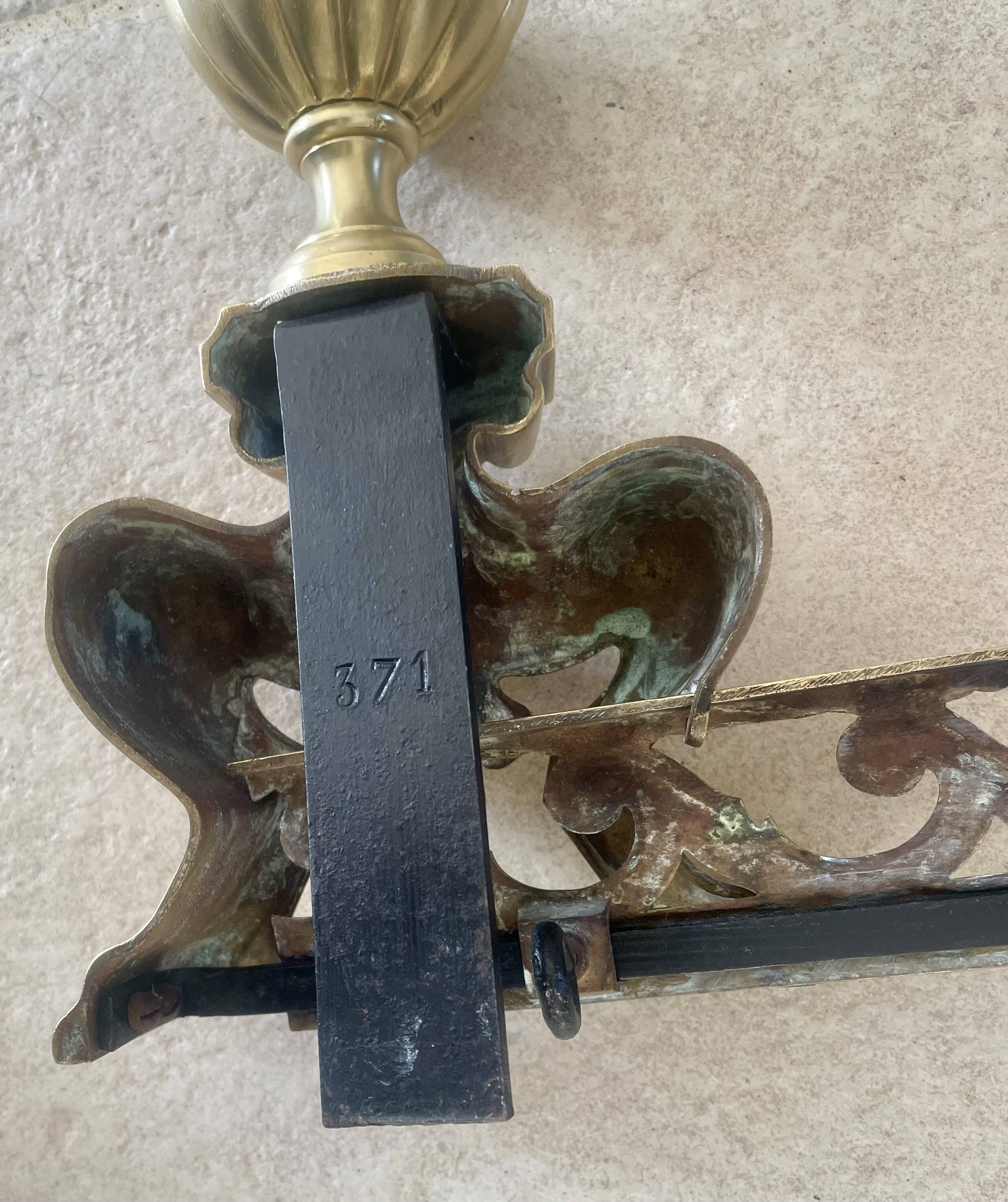19th-century brass fireplace threshold bar