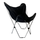 designer butterfly armchair in chrome and black leather