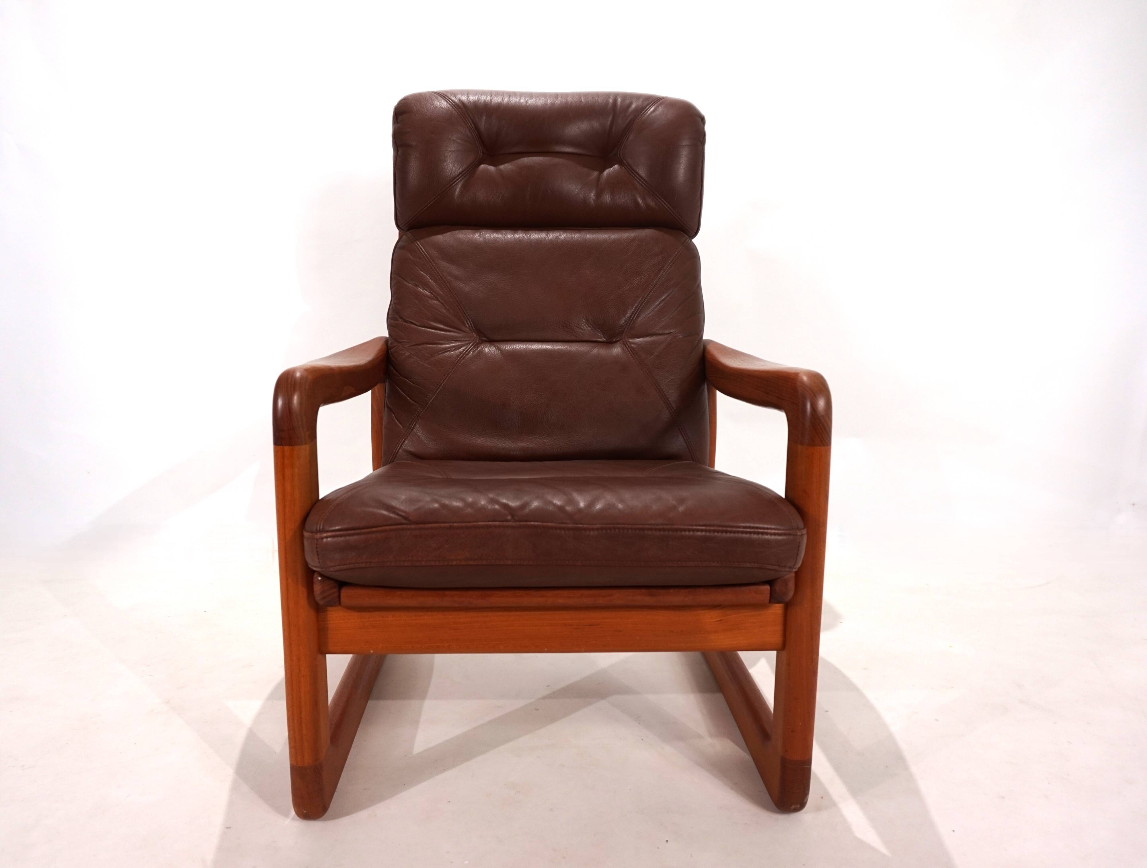 EMC teak leather armchair, 1960