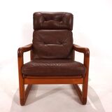 EMC teak leather armchair, 1960