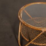 Rattan and glass coffee table