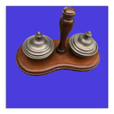 Wood and pewter desk accessory
