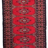 Tapis vintage ouzbek Bukhara fait main en laine – 62 x 106 cm – Années 1970