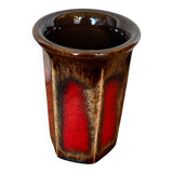 Antique Vase Scheurich Keramik Ceramic Brown Red West Germany Vintage #B767