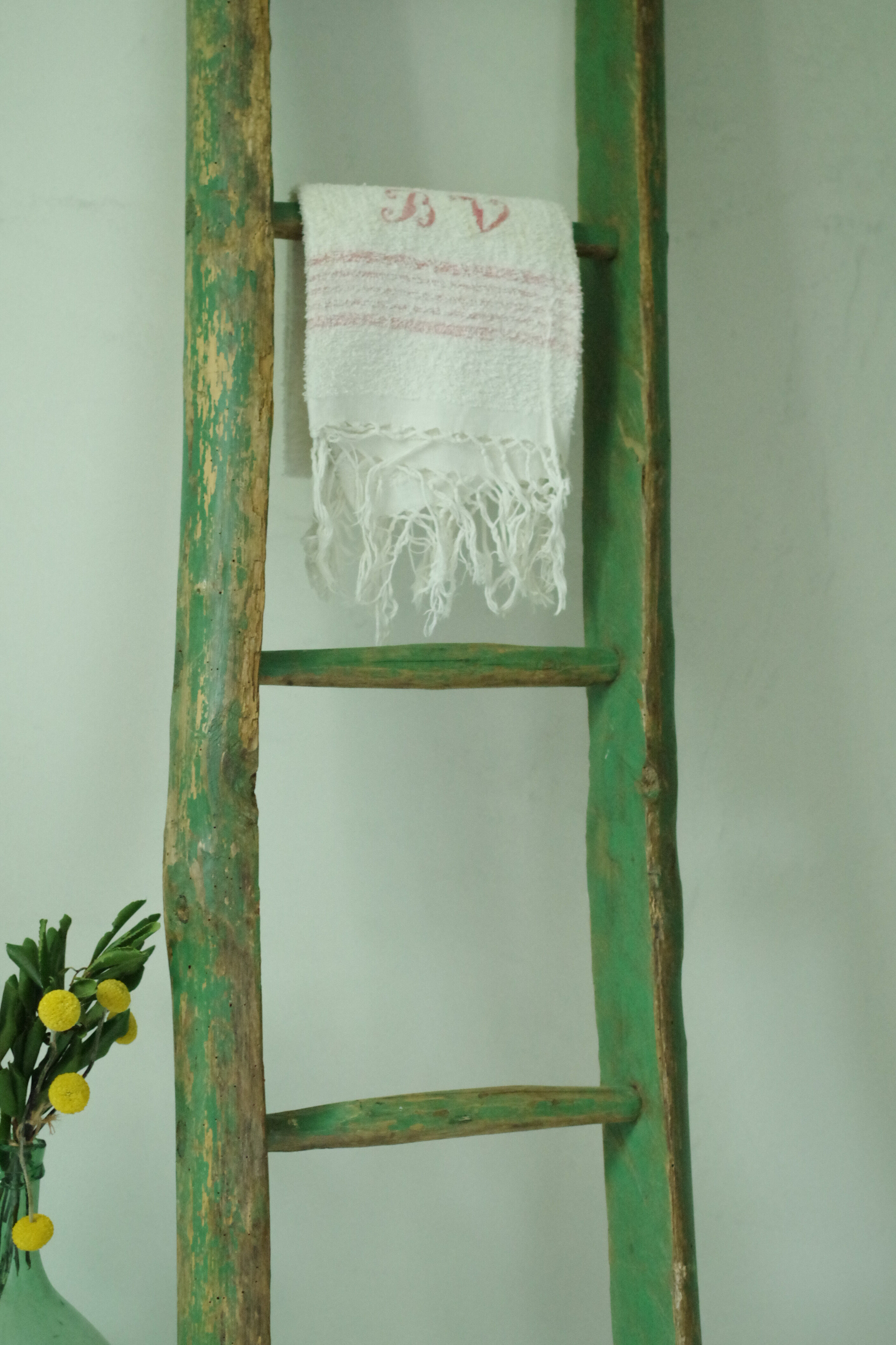 Old wooden farm scale - green color