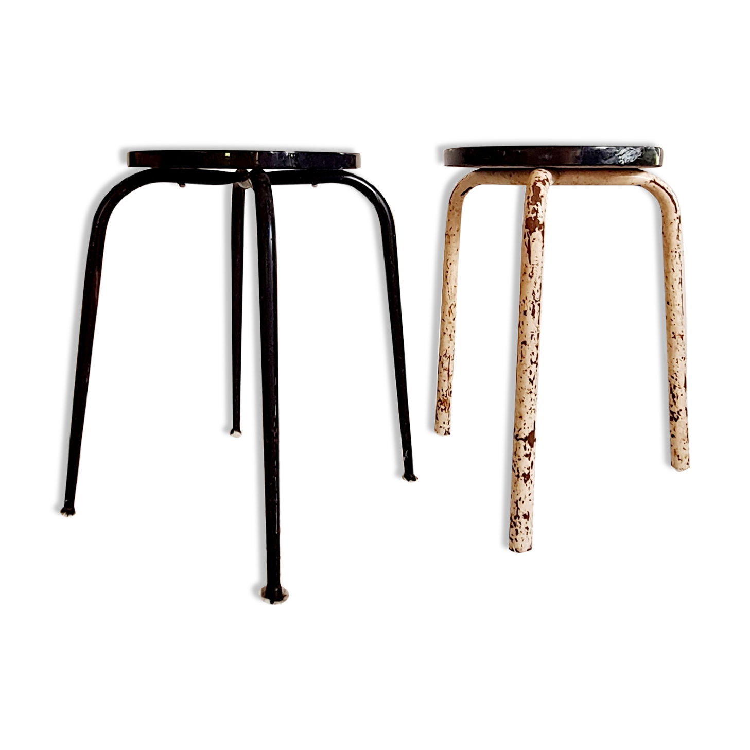 Duo de tabourets métal et assise formica