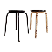 Duo of metal stools and sitting formica